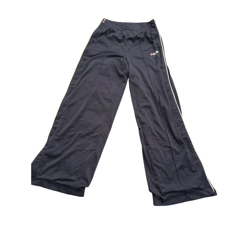 Fila 90's  Mens Pull Away Pants Navy Blue White Stripe Sides Wide Leg Small